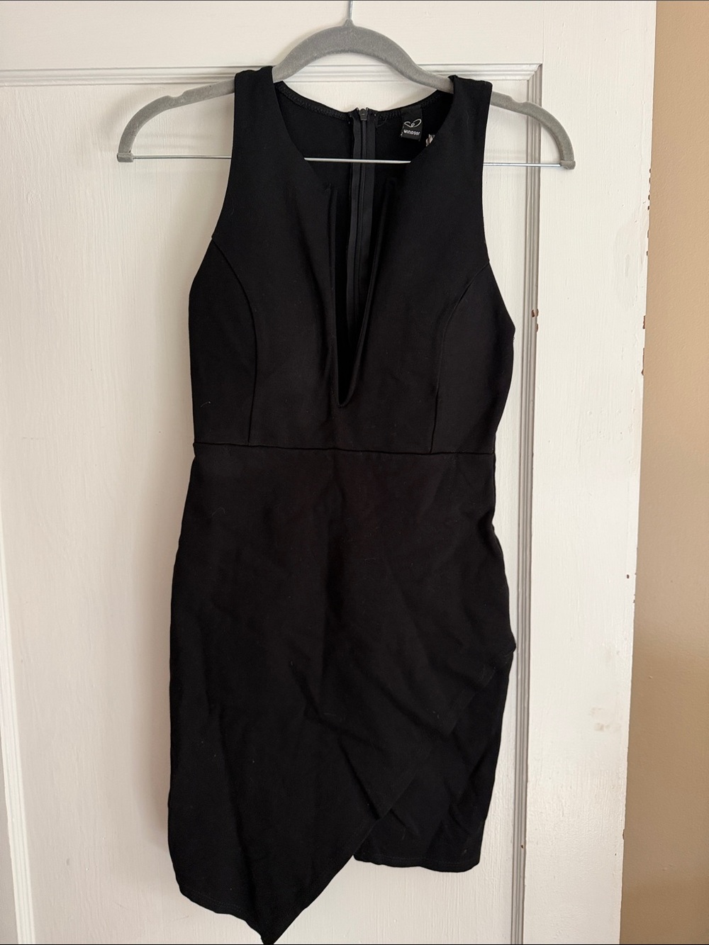 Windsor Black Mini Sheath Dress with V-Plunge